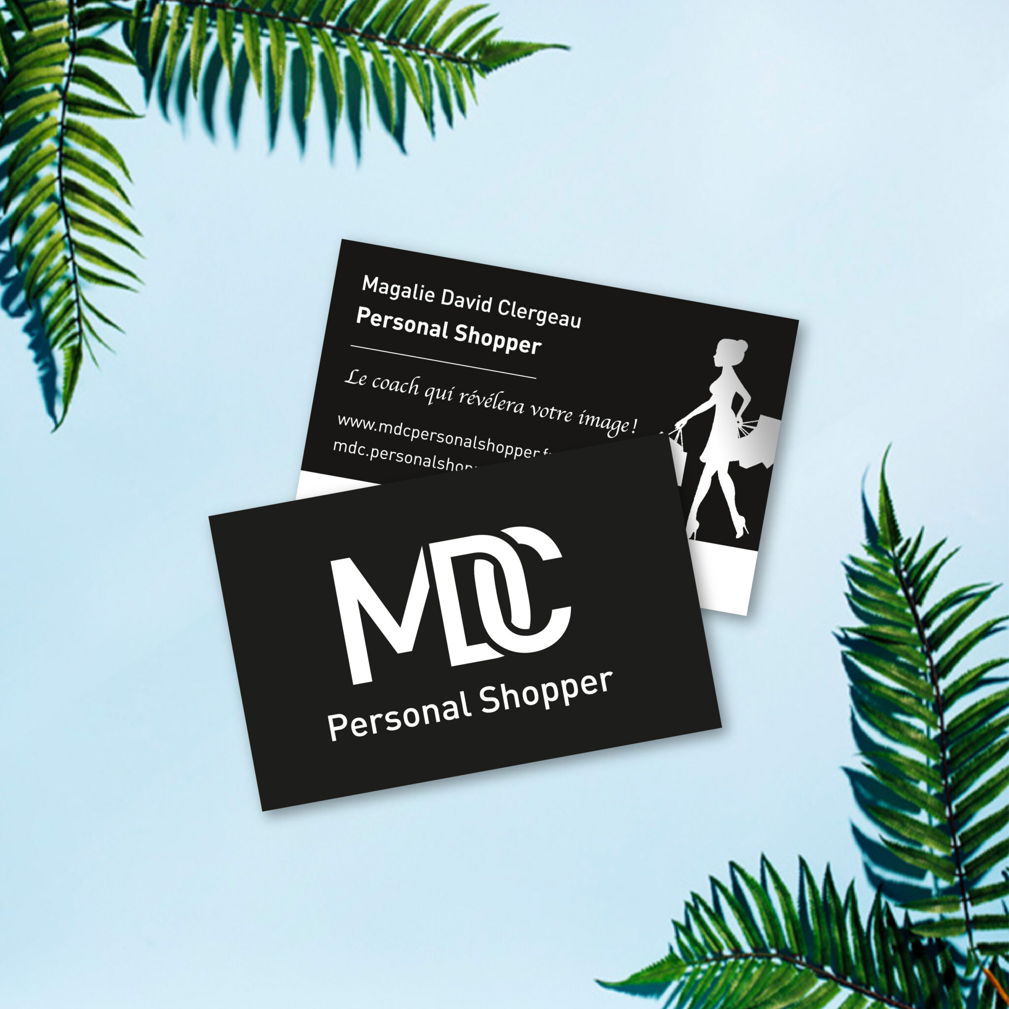 Portfolio Mademoiselle Crée Création du logo et des cartes de visite pour MDC Personal Shopper